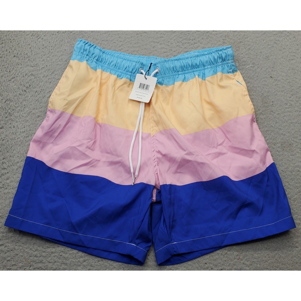Boardies Swim Trunks Shorts Mens M‎ Multi Colorblock Mesh Lined Drawstring Waist